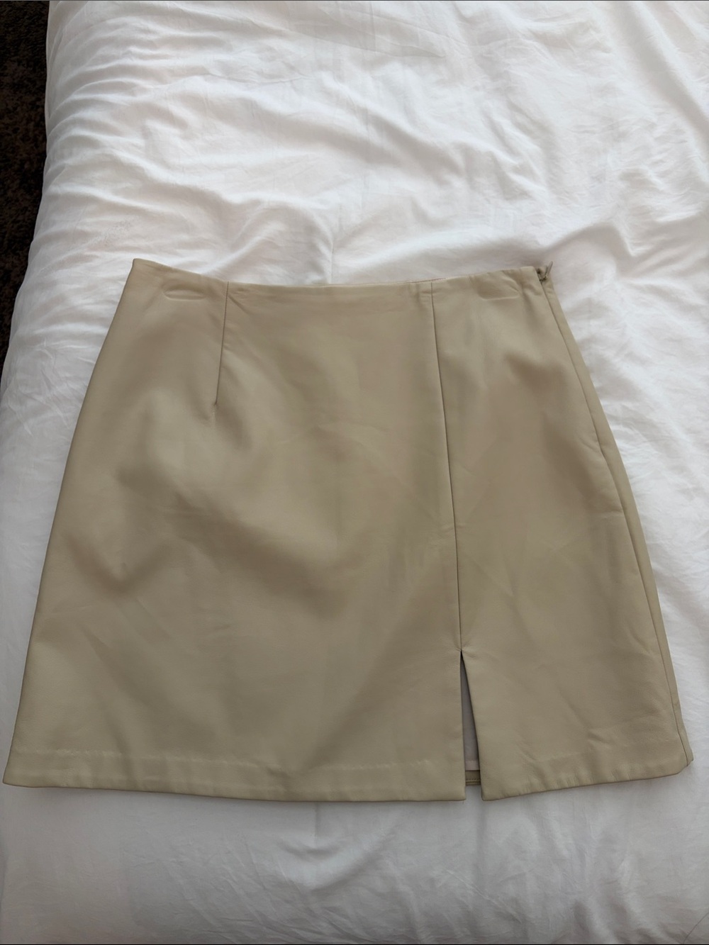 OAK + FORT Beige Mini Skirt with Front Slit